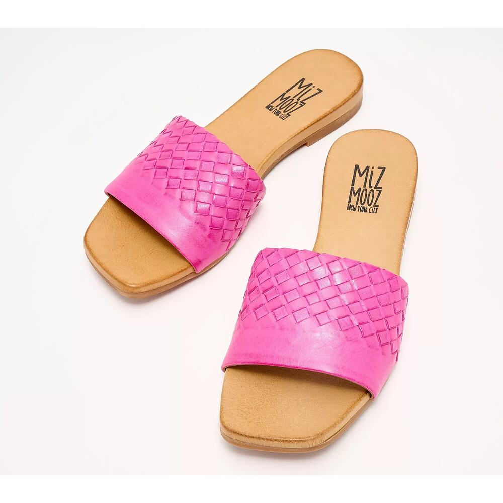 Miz Mooz Women's Pink Woven Slide Sandals